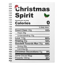 Kerstgeest Nutritional Facts grappige vakantie Notitieboek