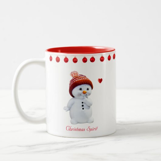 Kerstgeest Snowman Tweekleurige Koffiemok (Links)