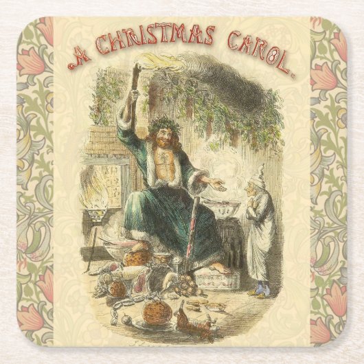 Kerstgeest van het Heden Scrooge Kartonnen Onderzetters (Voorkant)