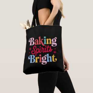Kerstgeesten Bakken Helder Kerst Retro Groovy Kers Tote Bag