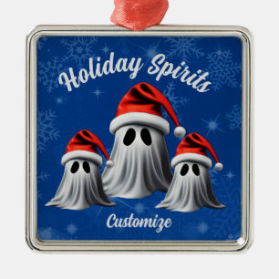 Kerstgeesten Blauw Metalen Ornament
