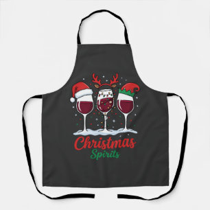 Kerstgeesten Rode Wijn Glazen Schort