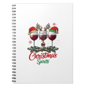Kerstgeesten Wijn Glazen Rendier Gewei Dennentak Notitieboek