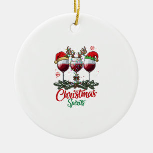 Kerstgeesten Wijn Glazen Rendier Geweien Pi Keramisch Ornament