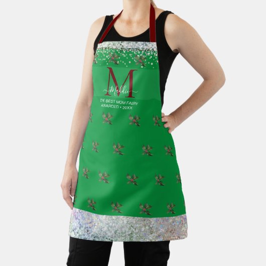 Kerstgeïnspireerd mistletoe-patroon faux glittery schort (Insitu)