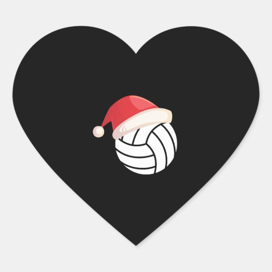 Kerstgeïnspireerd ontwerp voor volleyballiefhebber hart sticker (Voorkant)