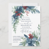 Kerstgeïnspireerde bloemblaadjes bruiloft kaart (Voorkant)