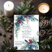 Kerstgeïnspireerde bloemblaadjes bruiloft kaart