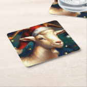 kerstgeit 1 kartonnen onderzetters (Schuin)