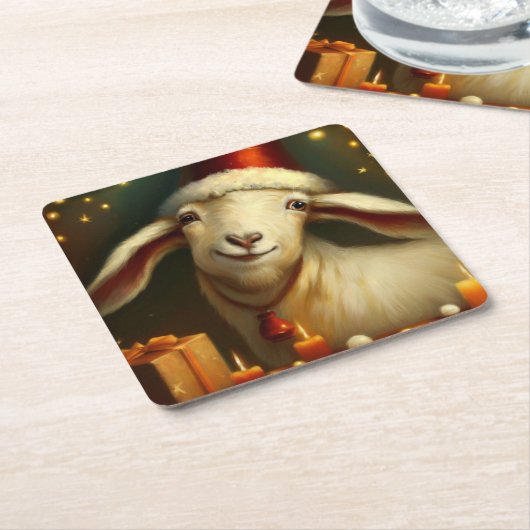 Kerstgeit 3 kartonnen onderzetters (Schuin)