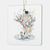 kerstgeit in de boom Funny Santa Goat Lover Gift Keramisch Ornament (Links)