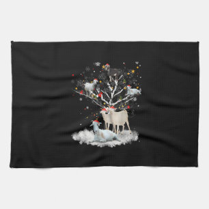 kerstgeit in de boom Funny Santa Goat Lover Gift Theedoek