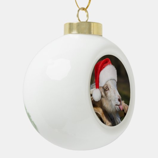 kerstgeit keramische bal ornament (Links)