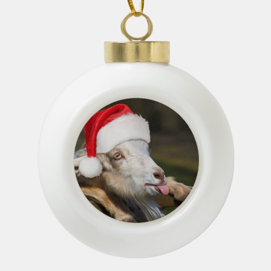 kerstgeit keramische bal ornament (Voorkant)
