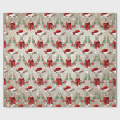 Kerstgeit Kind 2 in Santa Hat en Scarf Gold Cadeaupapier (Vlak)