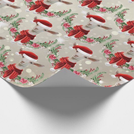Kerstgeit Kind 2 in Santa Hat en Scarf Gold Cadeaupapier (Hoek)