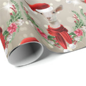 Kerstgeit Kind 2 in Santa Hat en Scarf Gold Cadeaupapier (Rol Hoek)