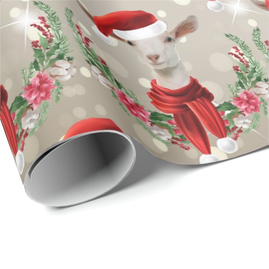 Kerstgeit Kind 2 in Santa Hat en Scarf Gold Cadeaupapier (Rol Hoek)