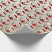 Kerstgeit Kind 2 in Santa Hat en Scarf Gold Cadeaupapier (Hoek)