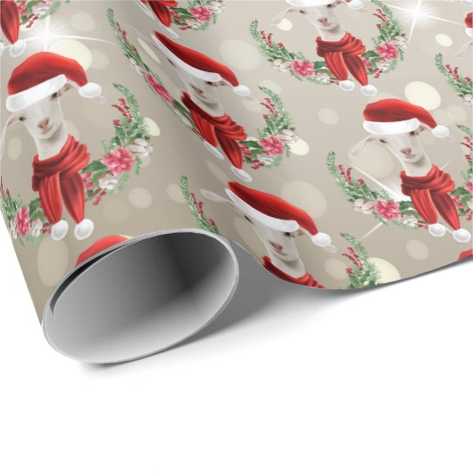Kerstgeit Kind 2 in Santa Hat en Scarf Gold Cadeaupapier (Rol Hoek)