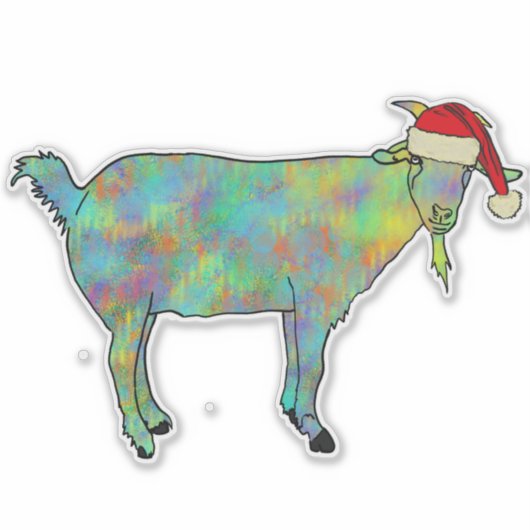 kerstgeit kleurd sticker (Voorkant)