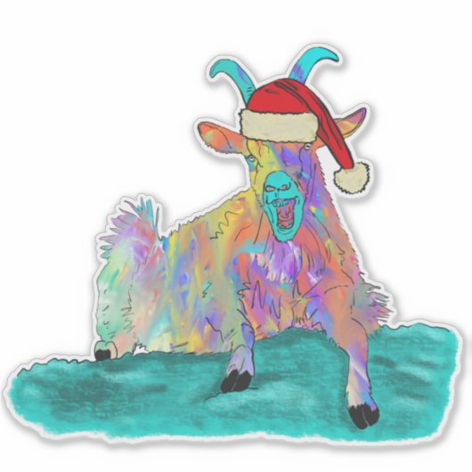 Kerstgeit, kleurrijk sticker (Voorkant)