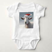 Kerstgeit met besneeuwde achtergrond Santa Hat Romper (Voorkant)