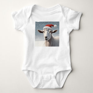 Kerstgeit met besneeuwde achtergrond Santa Hat Romper