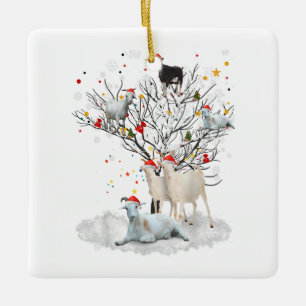 Kerstgeit Op Boom Grappige Kerstman Geit Liefhebbe Keramisch Ornament