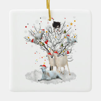 Kerstgeit Op Boom Grappige Kerstman Geit Liefhebbe Keramisch Ornament
