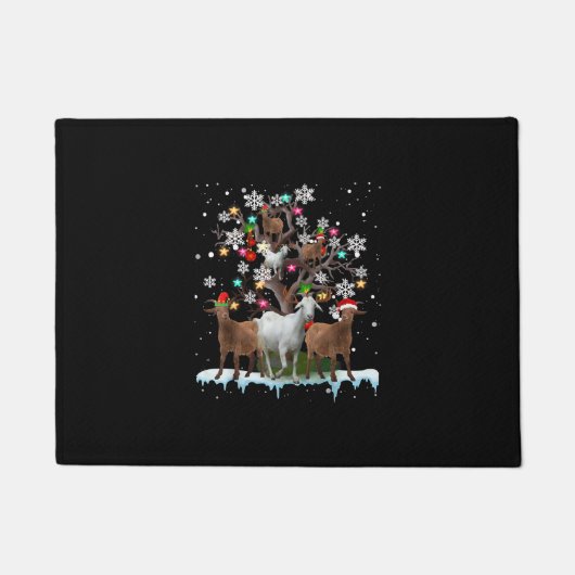 Kerstgeit op de Boom Santa Goat Lover Deurmat (Voorkant)