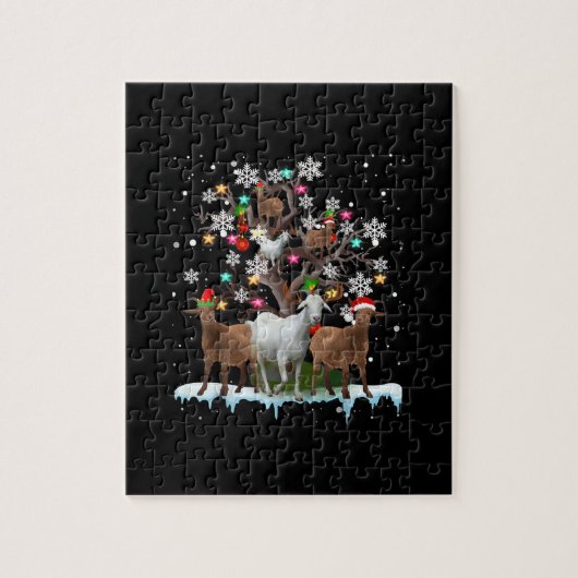 Kerstgeit op de Boom Santa Goat Lover Legpuzzel (Verticaal)