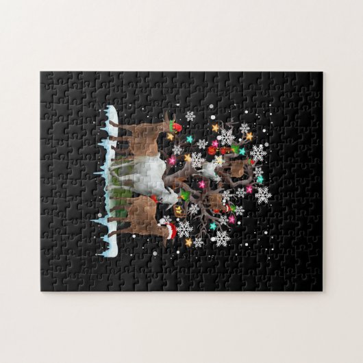 Kerstgeit op de Boom Santa Goat Lover Legpuzzel (Horizontaal)