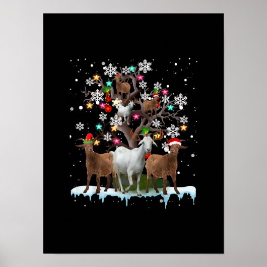 Kerstgeit op de Boom Santa Goat Lover Poster (Voorkant)