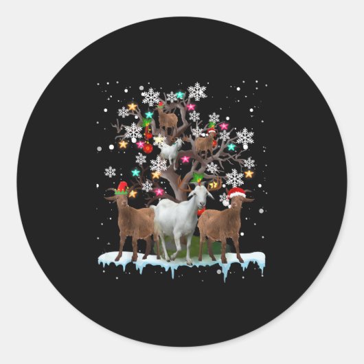 Kerstgeit op de Boom Santa Goat Lover Ronde Sticker (Voorkant)