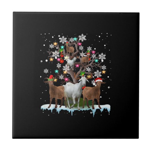 Kerstgeit op de Boom Santa Goat Lover Tegeltje (Voorkant)