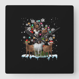 Kerstgeit op de Boom Santa Goat Lover Vierkante Klok
