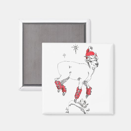 kerstgeit Prancing tijdens de vakantieperiode Magneet (Voorkant / Achterkant)