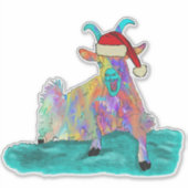 Kerstgeit Schreeuwend Kleurrijk  Sticker (Voorkant)