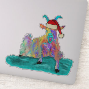 Kerstgeit Schreeuwend Kleurrijk  Sticker