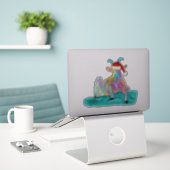 Kerstgeit Schreeuwend Kleurrijk  Sticker (Laptop op bureau)