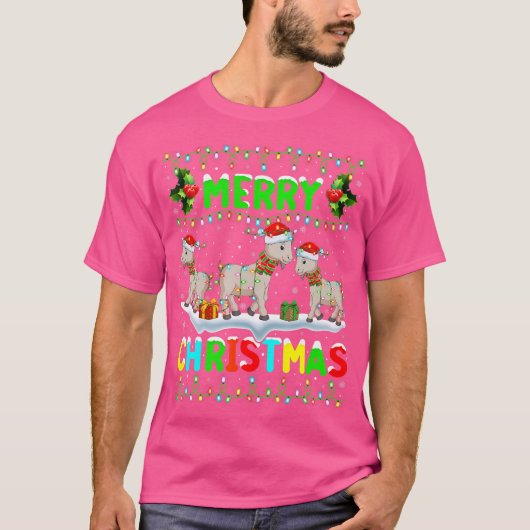 Kerstgeit Verlichting Kerstman Hoed Vrolijke Kerst T-shirt (Voorkant)