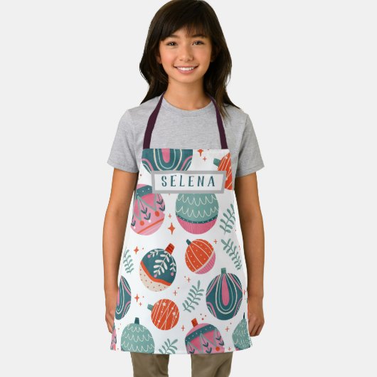 kerstgekleurde ornamenten schort (Insitu)