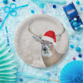 Kerstgeld Deer met Santa Hat Papieren Bordje (Feest)