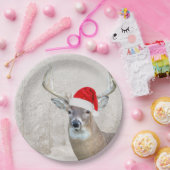 Kerstgeld Deer met Santa Hat Papieren Bordje (Feest)