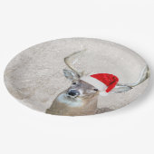 Kerstgeld Deer met Santa Hat Papieren Bordje (Gekanteld)