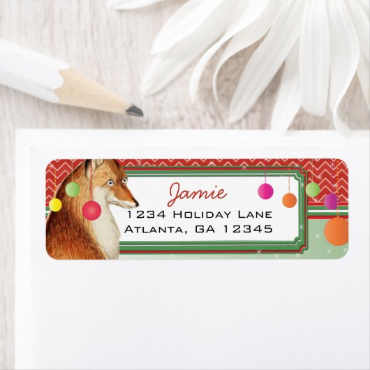 Kerstgeld Deer Zig Zag Patroon Retouradres Etiket (Insitu)