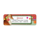 Kerstgeld Deer Zig Zag Patroon Retouradres Etiket (Voorkant)