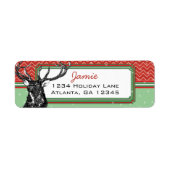 Kerstgeld Deer Zig Zag Patroon Retouradres Etiket (Voorkant)