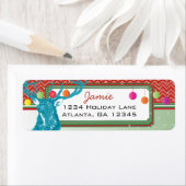 Kerstgeld Deer Zig Zag Patroon Retouradres Etiket (Insitu)